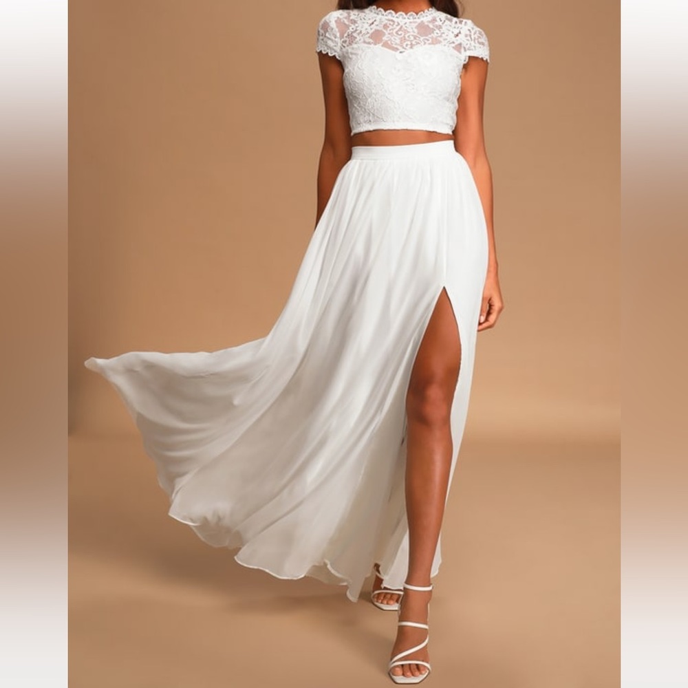 Lulu's White Lace Two-Piece Dress size small